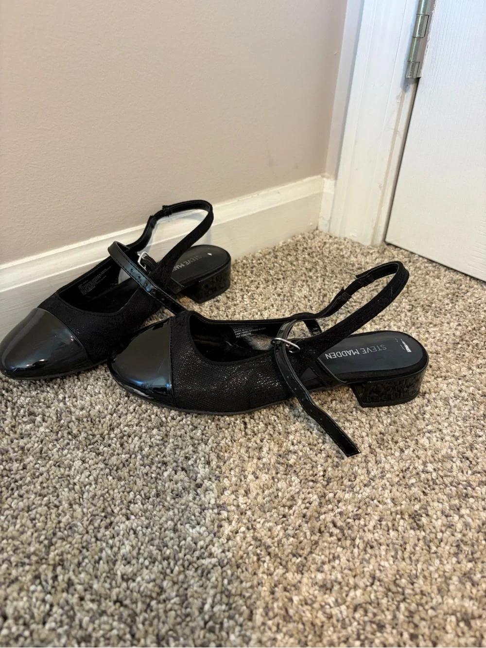 Steve Madden Black Lace Mary Jane with Patent Strap